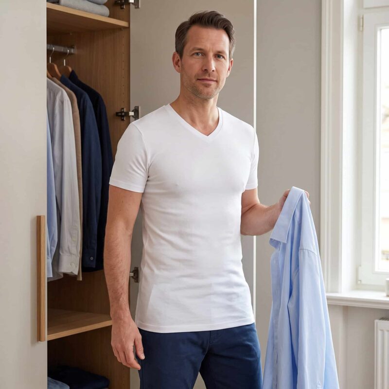Beeren Extra Lang T-Shirt V-hals M3000 Wit - Afbeelding 4