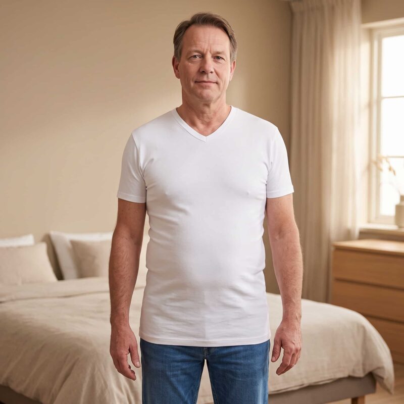 Beeren Extra Lang T-Shirt V-hals M3000 Wit - Afbeelding 2
