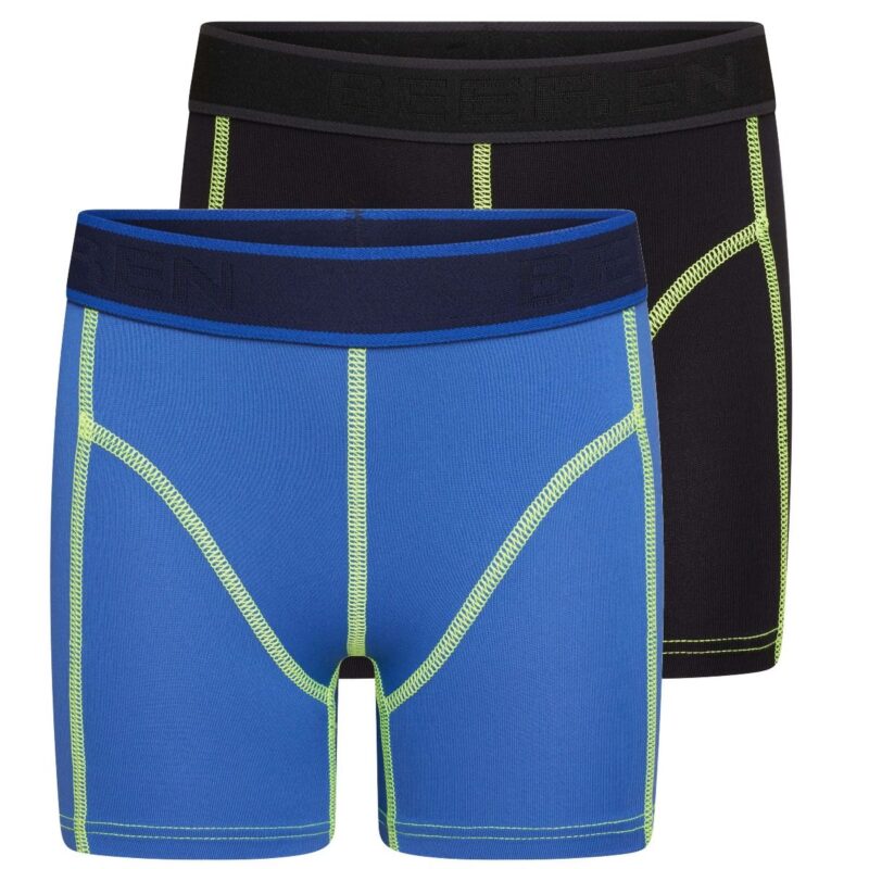 Beeren 2-Pack Mix and Match Jongens boxershorts Uni Blauw Zwart