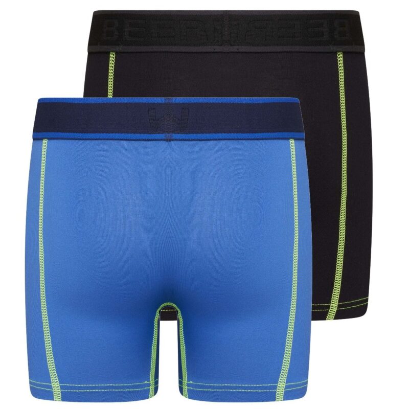 Beeren 2-Pack Mix and Match Jongens boxershorts Uni Blauw Zwart achterkant