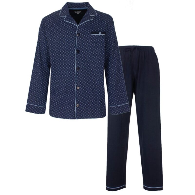 Paul Hopkins Geweven Heren Pyjama Donkerblauw