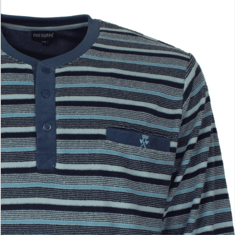 Paul Hopkins Badstof Heren Pyjama Insignia Blue - Afbeelding 2