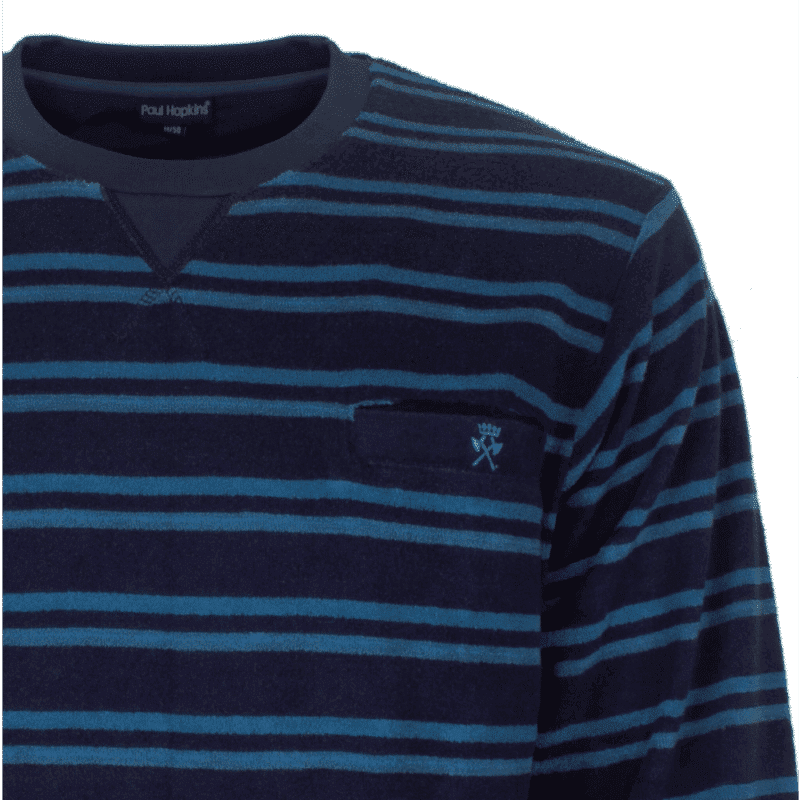 Paul Hopkins Badstof Heren Pyjama Black Blue - Afbeelding 2