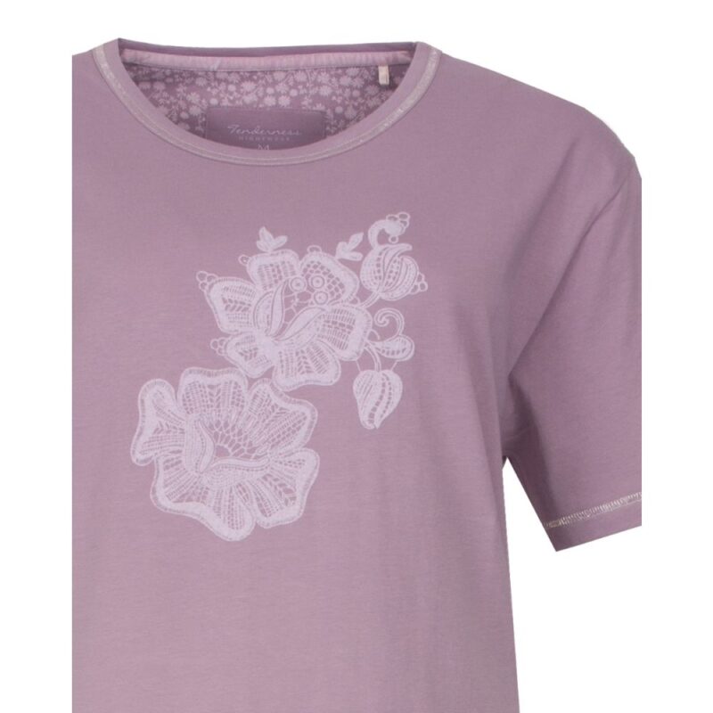 Tenderness tricot nachthemd korte mouwen Lila - Afbeelding 3