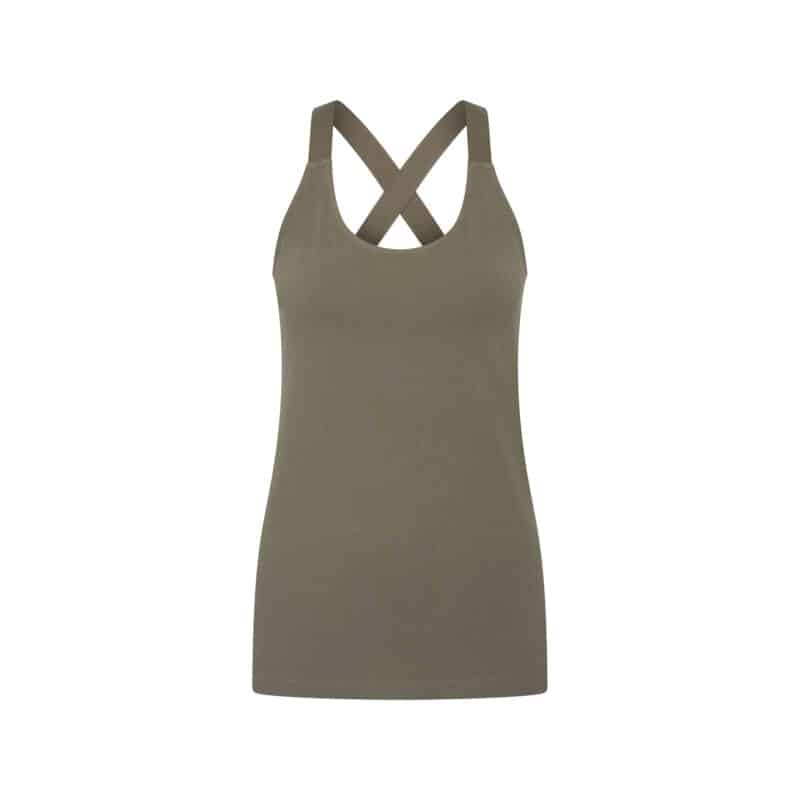 Beeren Cotton Stretch Dames Top gekruiste bandjes Celine Groen