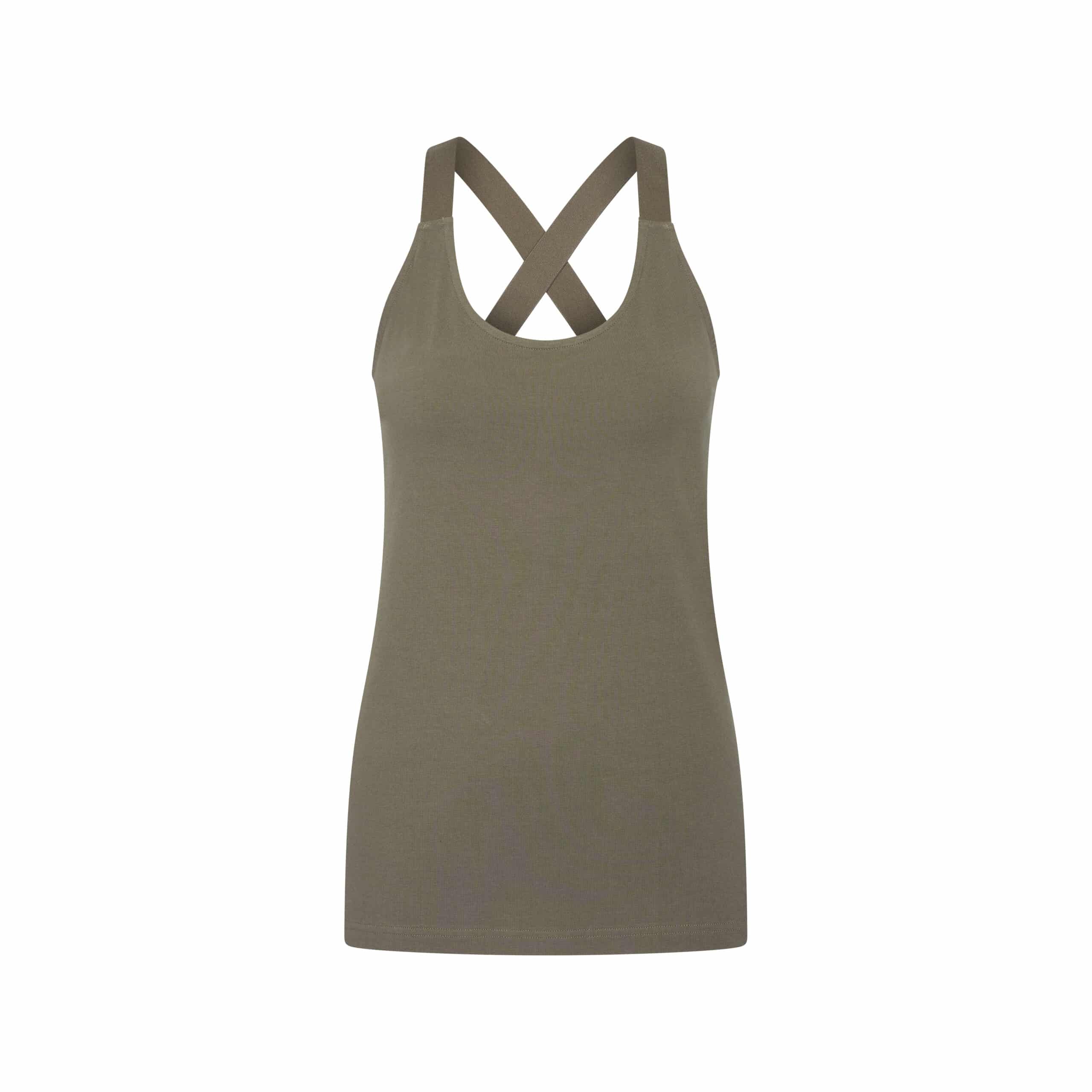 Beeren Cotton Stretch Dames Top gekruiste bandjes Celine Groen