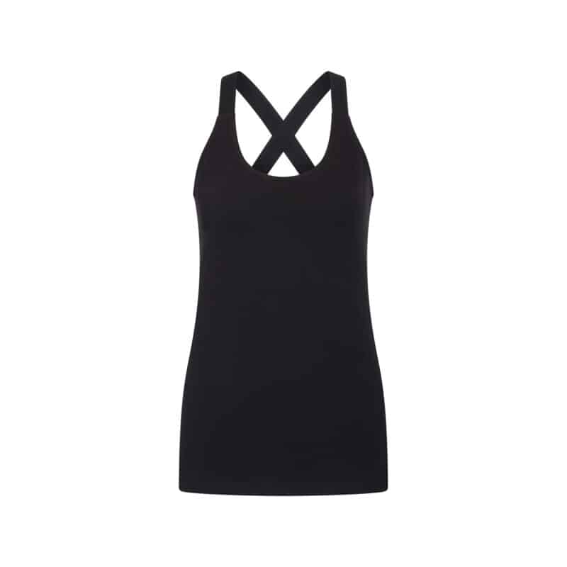 Beeren Cotton Stretch Dames Top gekruiste bandjes Celine Zwart