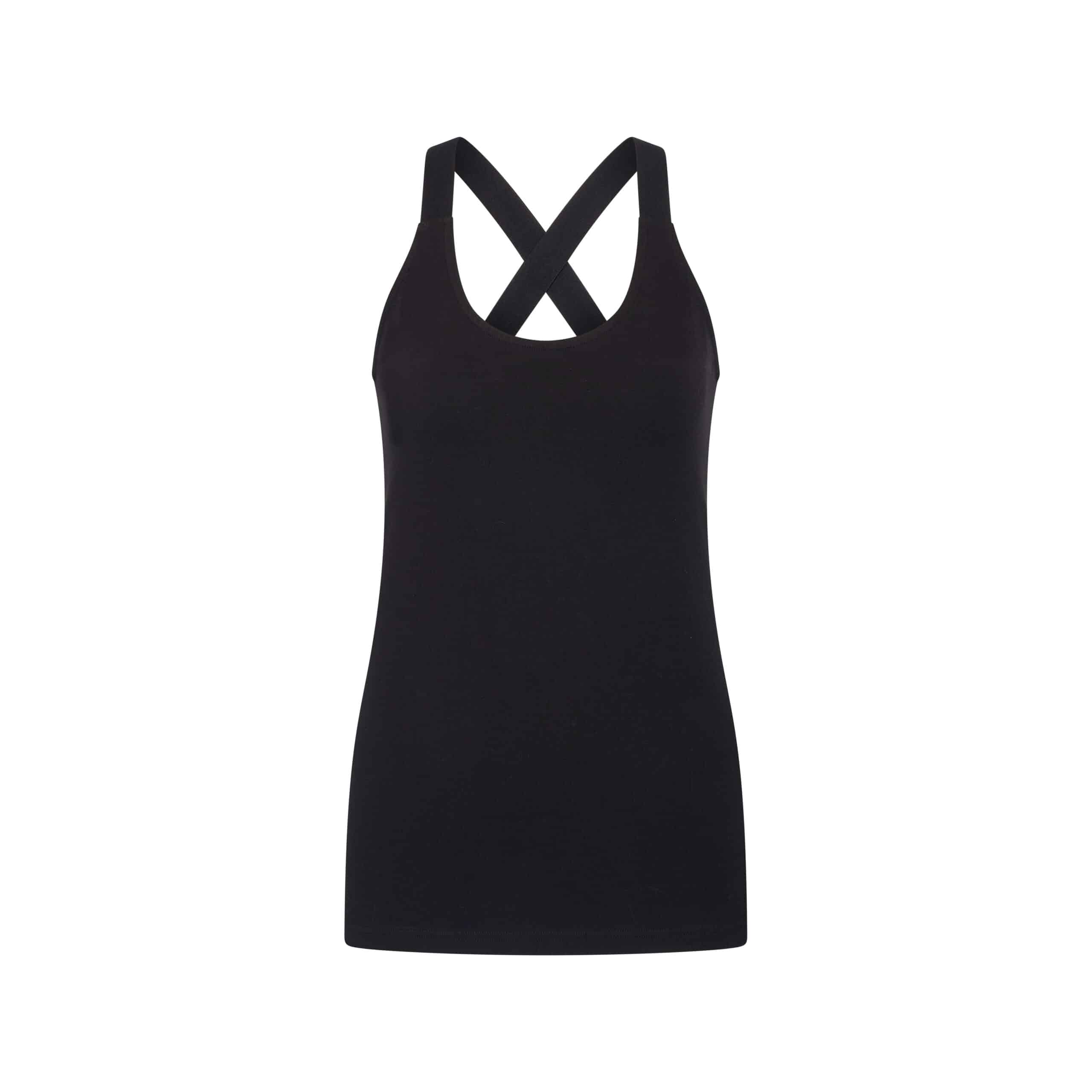 Beeren Cotton Stretch Dames Top gekruiste bandjes Celine Zwart